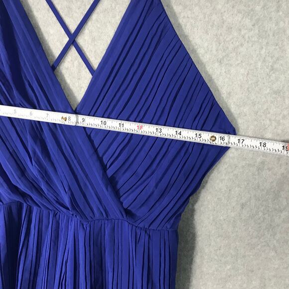 Beyond Words Romper Womens Medium Blue Pleated Flowy Belt Summer Vacation Resort - Picture 8 of 15